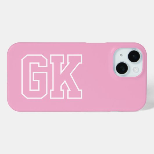 ピンクホワイトカレッジロゴモノグラムイニシャル Case-Mate iPhoneケース (裏面 (横))