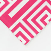 ピンクホワイトギリシャ鍵フレットパターンデザイン フリースブランケット (角)