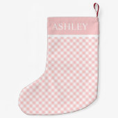 ピンクホワイトギンガム名前をカスタムする スモールクリスマスストッキング (裏面)