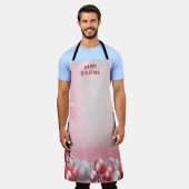 ピンクホワイトクリスマスボールホリデーエプロン エプロン (着用した状態)