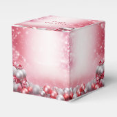 ピンクホワイトクリスマスボールホリデーギフトボックス フェイバーボックス (正面サイド)