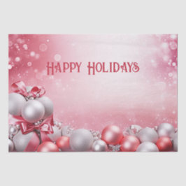 ピンクホワイトクリスマスボールホリデーティッシュペーパー 薄葉紙