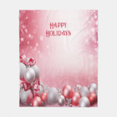 ピンクホワイトクリスマスボールホリデーフリースブランケット フリースブランケット (正面)