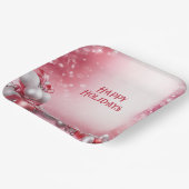 ピンクホワイトクリスマスボールホリデー紙プレート ペーパープレート (傾斜あり)