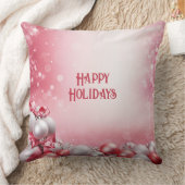ピンクホワイトクリスマスボールホリデー装飾用クッション クッション (ブランケット)