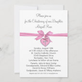 ピンクホワイトクロスベビーガールフォト《キリスト教》洗礼式や命名式 招待状 (裏面)