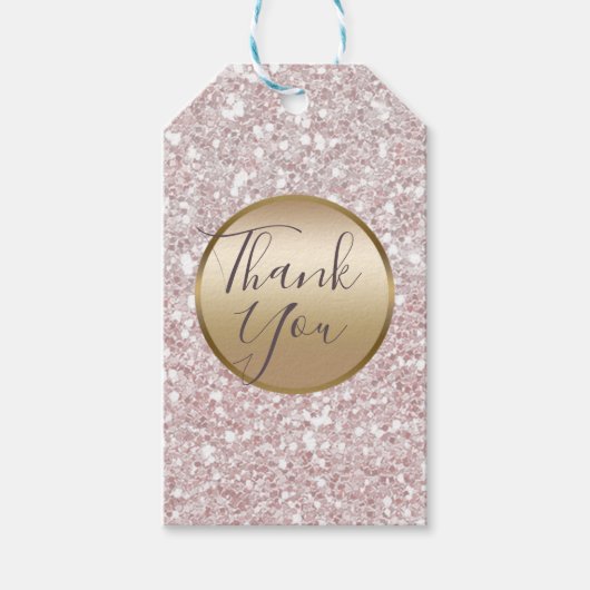 ピンクホワイトグリッター&金ゴールドグモダンラムパーティーの好意 ギフトタグ (正面)