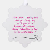 ピンクホワイトグリーンエレガントバレンタインオーナメント オーナメントカード (裏面)