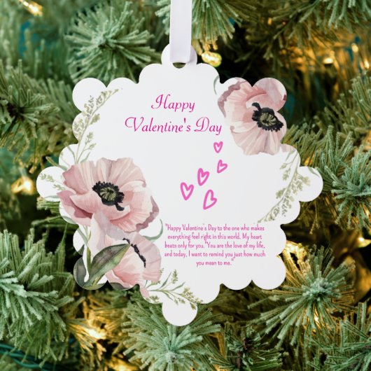 ピンクホワイトグリーンエレガントバレンタインオーナメント オーナメントカード (インサイチュ (木))