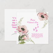 ピンクホワイトグリーンエレガントバレンタインカード サンキューカード (正面/裏面)