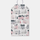 ピンクホワイトグレークリスマスギフトラベル ギフトタグ (裏面)