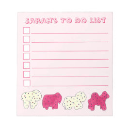 ピンクホワイトサーカス動物園の動物のクラッカーを行うリスト ノートパッド