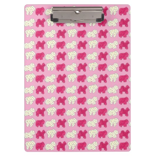 ピンクホワイトサーカス動物園の動物クッキークラッカー クリップボード (正面)