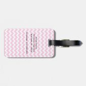 ピンクホワイトシェブロンジグザグザティール(緑がかった色)クローバーモノグラム ラゲッジタグ (裏面横)