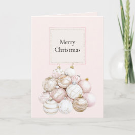 ピンクホワイトシャンパンクリスマスオーナメント カード