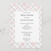 ピンクホワイトシルバーグリッタースクウェアブライダルシャワー 招待状 (正面/裏面)