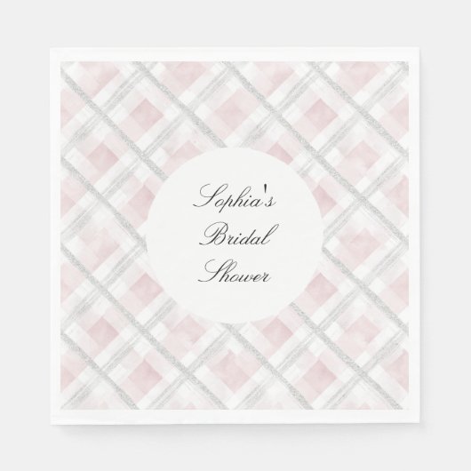 ピンクホワイトシルバーグリッタースクウェア結婚ズ スタンダードランチョンナプキン (正面)