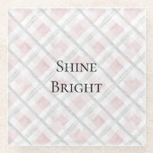 ピンクホワイトシルバーグリッターマス ガラスコースター (正面)