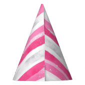 ピンクホワイトシルバーストライプ誕生日 パーティーハット (裏面)