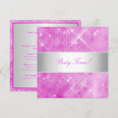 ピンクホワイトシルバーライトパーティー 招待状 (正面/裏面)