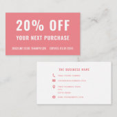 ピンクホワイトシンプルビジネスエレガントプロモーションロイヤリティ 割引カード (正面/裏面)
