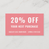 ピンクホワイトシンプルビジネスエレガントプロモーションロイヤリティ 割引カード (正面)