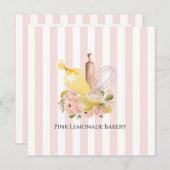 ピンクホワイトストライプのベーカリーサンキューカード サンキューカード (正面/裏面)