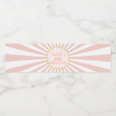 ピンクホワイトストライプの金ゴールドグリッター紙吹雪誕生日 ペットボトルラベル (シングルラベル)