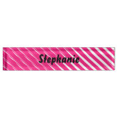 ピンクホワイトストライプズアート名前をカスタムするカワイトプレゼント デスクネームプレート (正面)