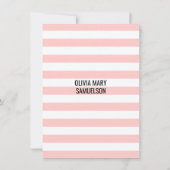 ピンクホワイトストライプ金ゴールドブラックベビーSIPと関連項目 招待状 (裏面)