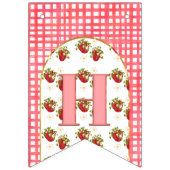 ピンクホワイトストロベリーハッピーバースデーベリーファースト バンティングフラッグ (第2の旗)