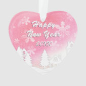 ピンクホワイトスノーハウスクリスマス新年 オーナメント (裏面)