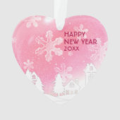 ピンクホワイトスノーハウスメリークリスマス新年 オーナメント (裏面)