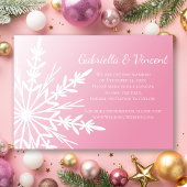 ピンクホワイトスノーフレーク冬の結婚式の日付を保存 招待状
