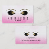 ピンクホワイトスパークルメイクアップまつげ美しいスパ 名刺 (正面/裏面)
