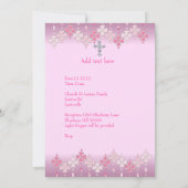 ピンクホワイトスポットフォトフレーム十字洗礼 招待状 (裏面)