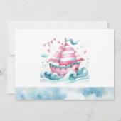 ピンクホワイトセイボートベビーガールシャワー招待状 招待状 (裏面)