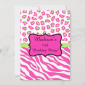 ピンクホワイトゼブラヒョウ30th誕生日パーティー 招待状 (正面)