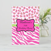 ピンクホワイトゼブラヒョウ50th誕生日パーティー 招待状 (スタンド正面)