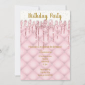 ピンクホワイトタフテッドケーキすべての行事誕生日 招待状 (正面)