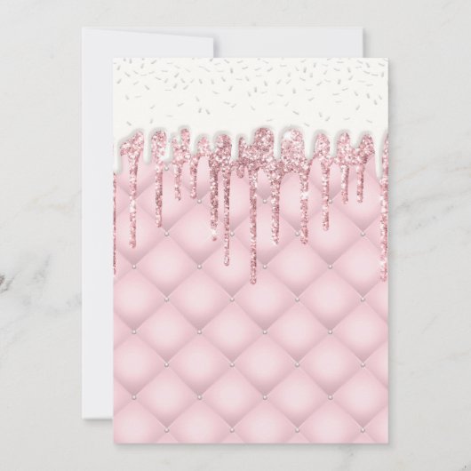 ピンクホワイトタフテッドケーキすべての行事誕生日 招待状 (裏面)