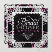 ピンクホワイトダイヤモンドスパークルブライダルシャワー招待状 招待状 (正面/裏面)