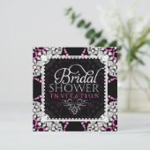 ピンクホワイトダイヤモンドスパークルブライダルシャワー招待状 招待状 (スタンド正面)