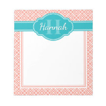 ピンクホワイトダイヤモンドトレリスパターンティール（緑がかった色）モノグラム