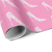 ピンクホワイトダイヤモンドハイヒール結婚シューズ ラッピングペーパー (ロールコーナー)