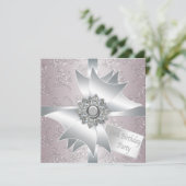 ピンクホワイトダイヤモンドボウ女性60thバースデーパーティー 招待状 (スタンド正面)