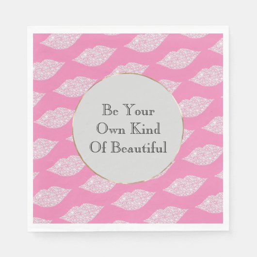 ピンクホワイトダイヤモンドリップ スタンダードランチョンナプキン (正面)