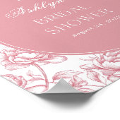 ピンクホワイトチャイノエリーブライダルシャワーウェルカムサイン ポスター (角)