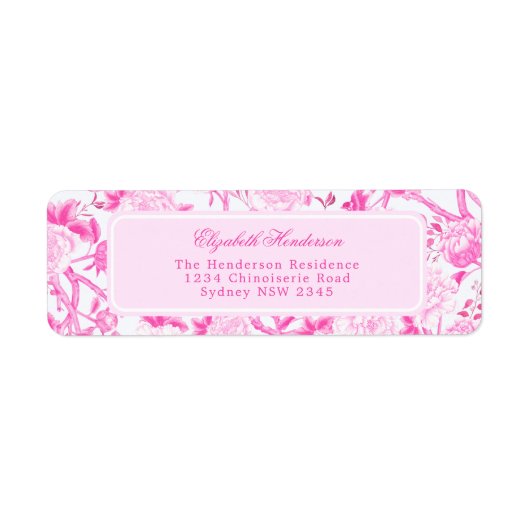 ピンクホワイトチャイノワジェリー磁器差出人住所 ラベル (正面)