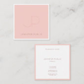 ピンクホワイトテンプレートプロフェッショナルエレガントモノグラム スクエア名刺 (正面/裏面)